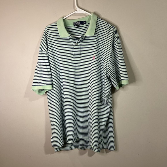 Ralph Lauren Other - Polo Ralph Lauren T-Shirt Collar Blue Green Striped Men Sz XL Horse Logo
